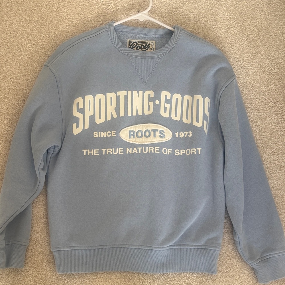 Roots Sporting Goods - Light Blue Crewneck Unisex Sweater Small